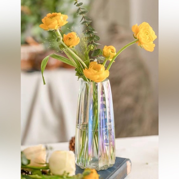 Iridescent Crystal Vase 8.7”- Stylish Decorative Bud Container for Home & Office - Picture 2 of 11